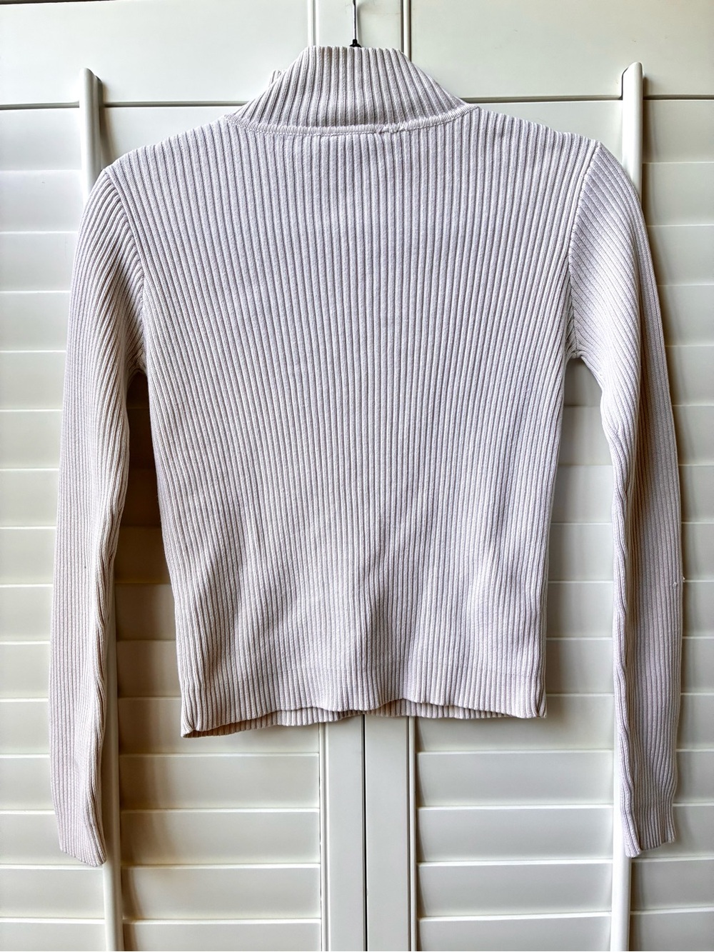 Vintage 80s polo jeans Ralph Lauren cream Rib-Knit Turtleneck Flag logo Patch S - Picture 6 of 14